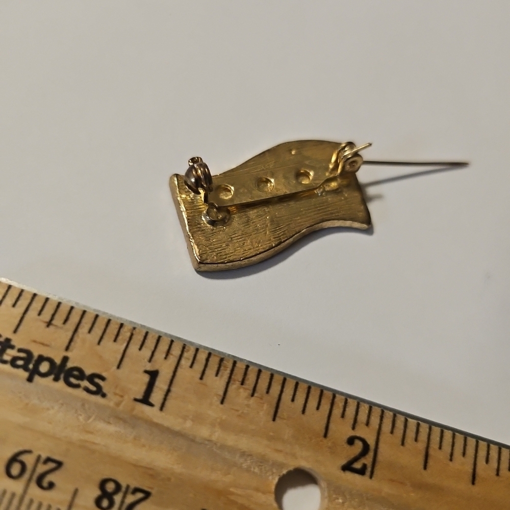 Vintage Rhinestone USA American Flag July 4 Patriotic GoldTone Brooch Pin - Picture 6 of 14
